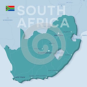 Verctor Map of cities and roads in South Africa.