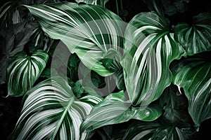 Verdant leaves mingling with white foliage, creating texture abundant backdrops. Generative AI