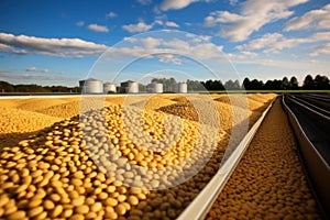 Verdant Soy beans farm. Generate Ai photo