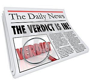 Verdict Is In Newspaper Headline Answer Judgment Announced