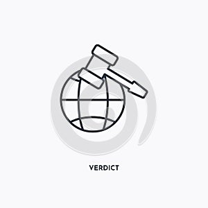 Verdict outline icon. Simple linear element illustration. Isolated line verdict icon on white background. Thin stroke sign can be