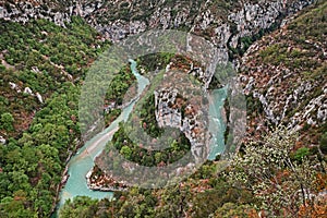 Verdon Gorge, Provence-Alpes-Cote d`Azur, France: meander of the river on the border between the municipalities of Rougon, La