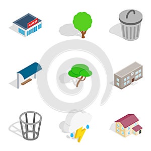 Verdure icons set, isometric style