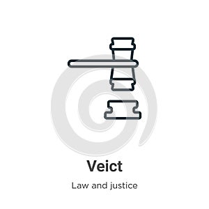 Veredict outline vector icon. Thin line black veredict icon, flat vector simple element illustration from editable law and justice photo