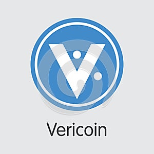 Vericoin Digital Currency Coin. Vector Trading Sign of VRC.