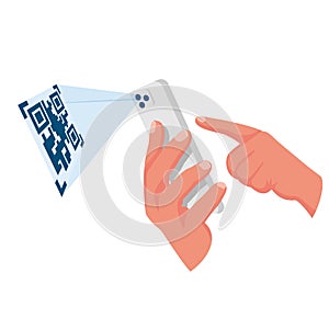Verification application. Scanning QR code on mobile phone.