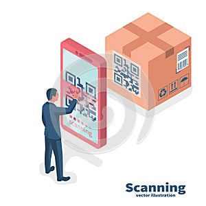 Verification application. Scanning QR code on mobile phone