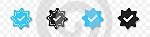 Verification icon set. Checkmark profile verified symbols. Tick sign. Vector illustration