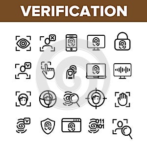 Verification of ID Vector Thin Line Icons Set photo