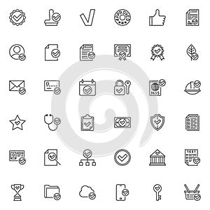 Verification line icons set