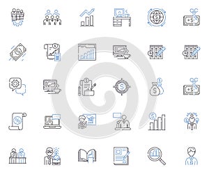 Verification line icons collection. Identification, Authentication, Validation, Confirmation, Substantiation