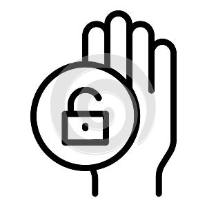 Verification palmprint icon outline vector. Palm recognition photo