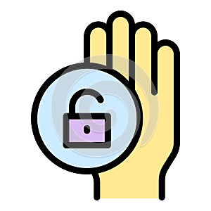 Verification palmprint icon vector flat