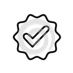 Verified badge icon linear graphics set vector