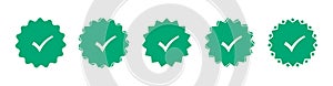 Verified badge profile set. Social media account verification icons. Vector illustration