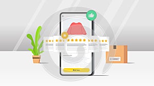 Verified Customer Reviews. Real Feedback for Trust and Satisfaction e commerce concept. Vector illustration with white gray