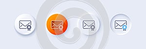 Verified Mail line icon. Confirmed Message correspondence sign. Line icons. Vector