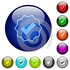 Verified sticker outline color glass buttons