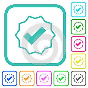 Verified sticker outline vivid colored flat icons