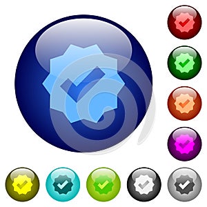 Verified sticker solid color glass buttons