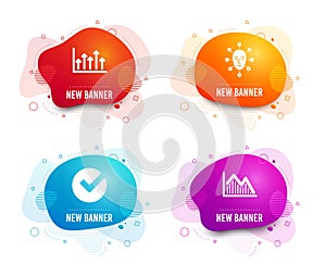 Verify, Face biometrics and Growth chart icons. Investment graph sign. Vector