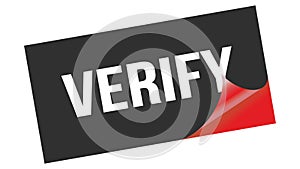 VERIFY text on black red sticker stamp