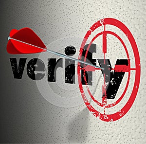 Verify Word Arrow Bulls Eye Target Confirm Certify