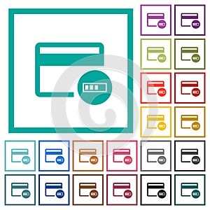 Verifying credit card flat color icons with quadrant frames