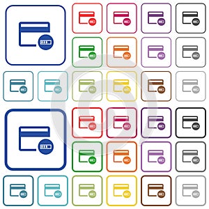 Verifying credit card outlined flat color icons