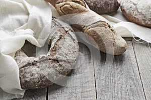 Verios bread on wooden background