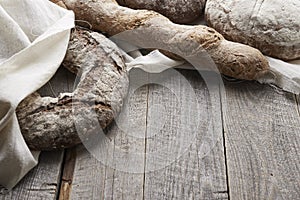 Verios bread on wooden background