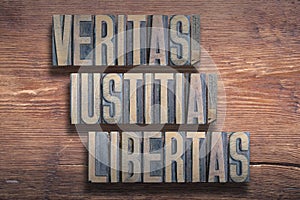 Veritas, iustitia, libertas wood photo