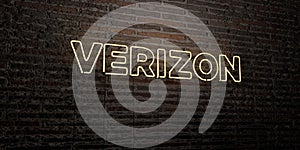 VERIZON -Realistic Neon Sign on Brick Wall background - 3D rendered royalty free stock image