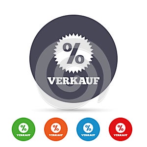 Verkauf - Sale in German sign icon. Star.