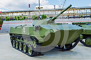 BMD-1 is a Soviet airborne amphibious tracked infantry fighting vehicle