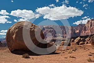 Vermillion Cliffs and boulder