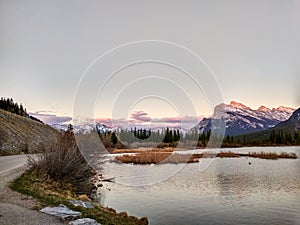 Vermillion Lakes in Banff National Park at sunset, Alberta, Canada