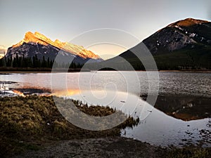 Vermillion Lakes in Banff National Park at sunset, Alberta, Canada