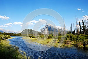 Vermillion Lakes and Mount Rundle in spring,Canadian Rockies,Canada