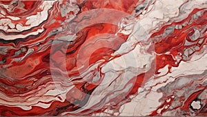 Vermillion Stone Symphony: An Exquisite Panoramic Banner Featuring an Abstract Marbleized Stone Texture Enlivened with Vibrant Ver