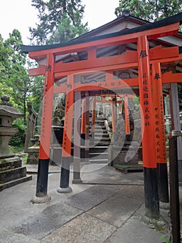Vermillion torii gates at Fushimi Inari temple in Kyoto, Japan