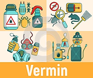 Vermin concept banner, cartoon style