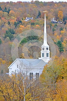 Vermont Church and Fall Foliage