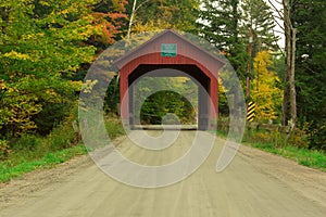 Vermont covered bridge in fall