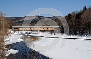 Vermont Covered Bridge Over Stream