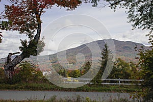 Vermont rolling hills, mountain view fall changing leaves