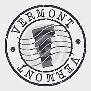 Vermont Stamp Postal. Map Silhouette Seal. Passport Round Design. Vector Icon. Design Retro Travel.