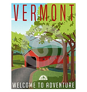 Vermont travel poster or sticker.