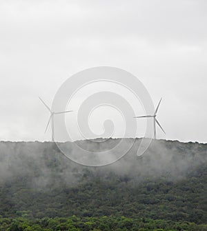 Western Vermont Windtowers as seen through the fog photo