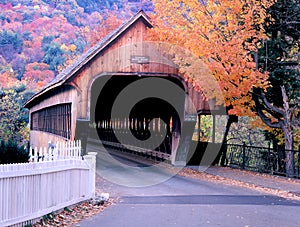 Vermont Woodstock Covered Bridge in Autumn